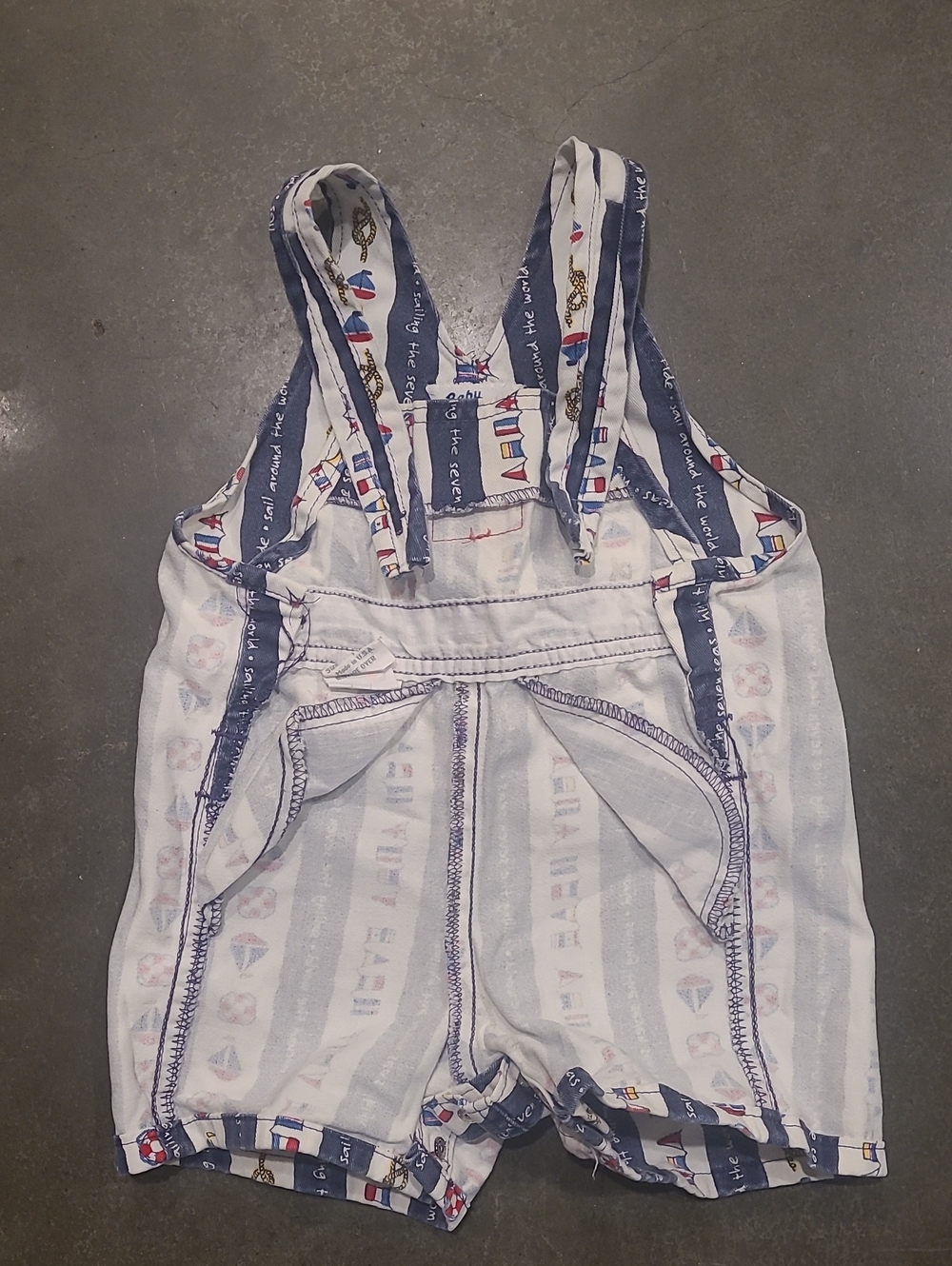 VINTAGE BABY OSHKOSH BGOSH NAUTICAL SAILOR THEME OVERALLS 18 MONTHS - Picture 5 of 8
